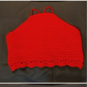 Handmade crochet halter top Red
